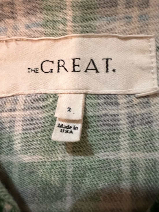 The Great The Heritage Green Plaid Flannel Shirt Womens Sz 2 M Snaps Western - Picture 5 of 12
